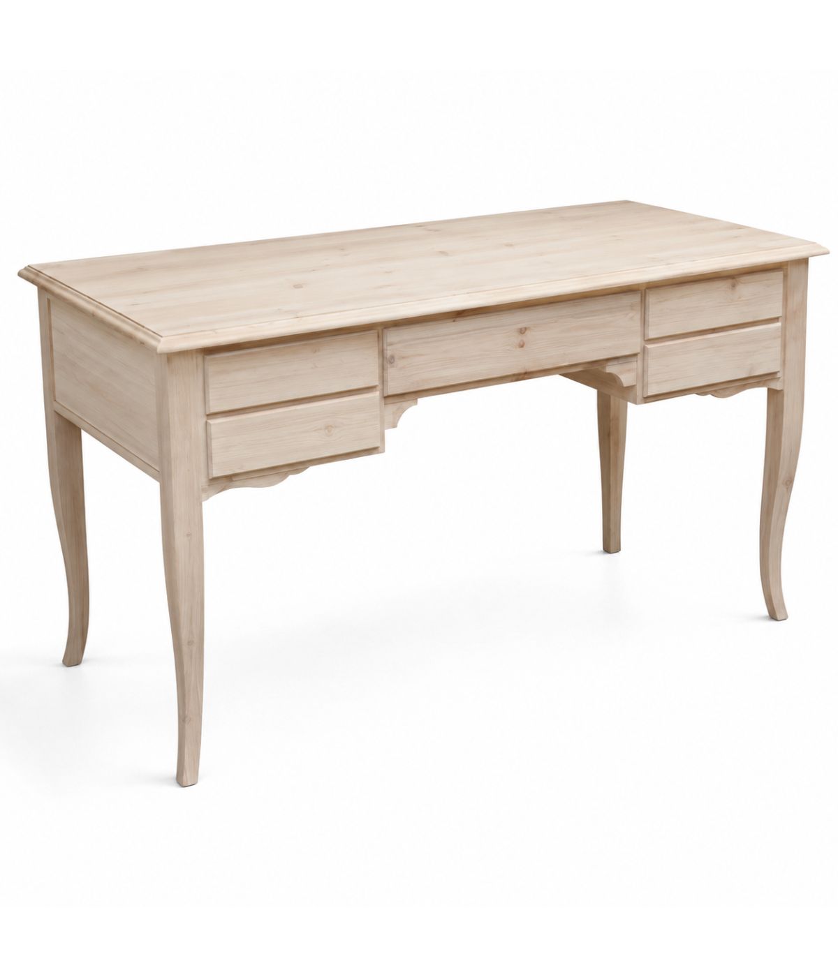 SCRIVANIA CLASSICA 5 CASSETTI IN LEGNO MASSELLO GREZZO 135x65x81 (3100)