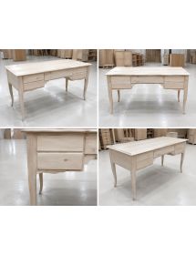 SCRIVANIA CLASSICA 5 CASSETTI IN LEGNO MASSELLO GREZZO 135x65x81 (3100)