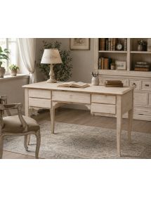 SCRIVANIA CLASSICA 5 CASSETTI IN LEGNO MASSELLO GREZZO 135x65x81 (3100)