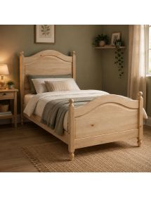 Letto singolo arte povera legno grezzo 99x212x112