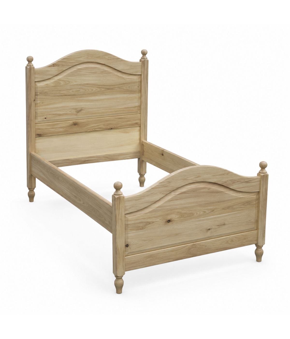 Letto 1 piazza e mezza arte povera legno grezzo 129x212x112