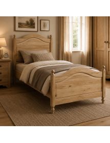 Letto 1 piazza e mezza arte povera legno grezzo 129x212x112