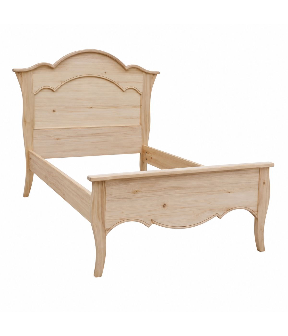 Letto singolo arte povera legno grezzo 122x211x113