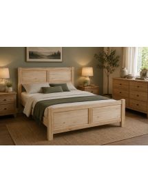 Letto matrimoniale arte povera legno grezzo 173x209x107