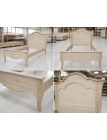 Letto 1 piazza e mezza arte povera legno grezzo 157x211x119