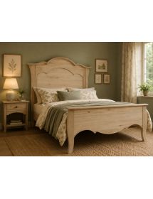 Letto 1 piazza e mezza arte povera legno grezzo 157x211x119