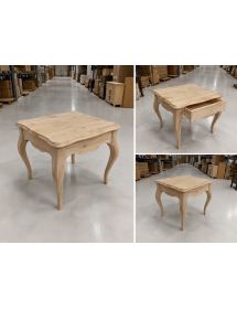 Tavolino quadrato 1 cassetto Legno grezzo 65x65x49