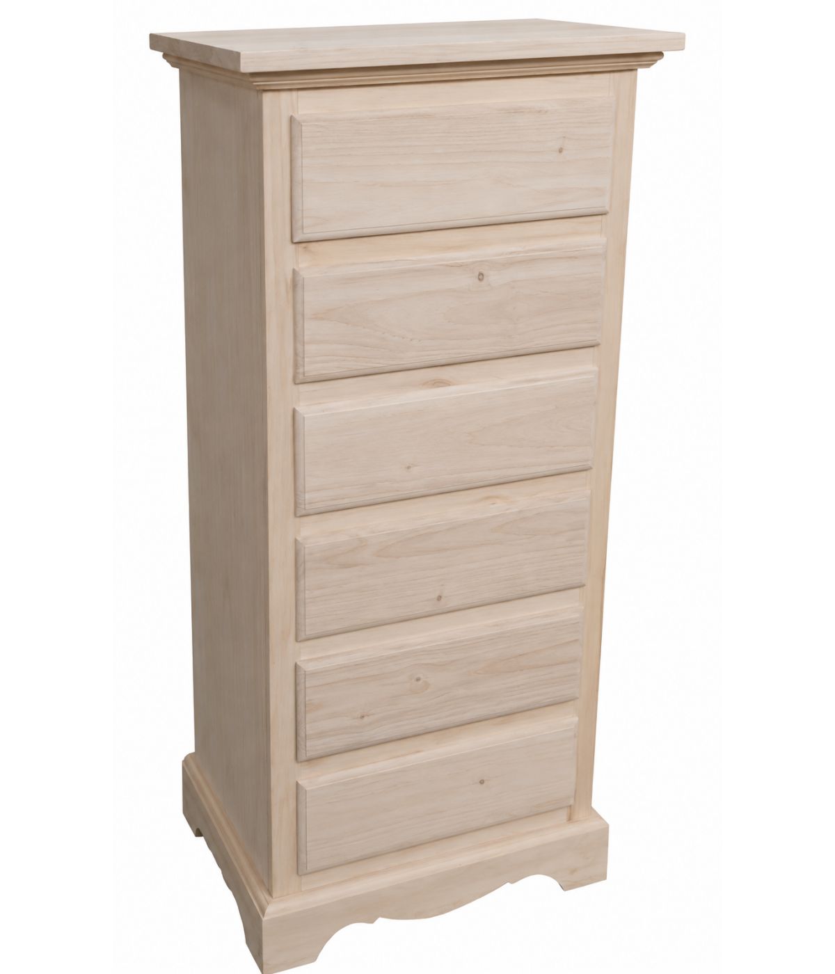Cassettiera classica 6 cassetti In Legno grezzo 50x35x105