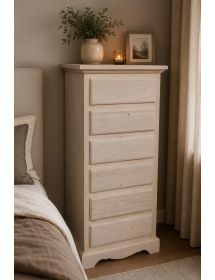 Cassettiera classica 6 cassetti In Legno grezzo 50x35x105