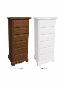 Cassettiera classica 6 cassetti In Legno grezzo 50x35x105