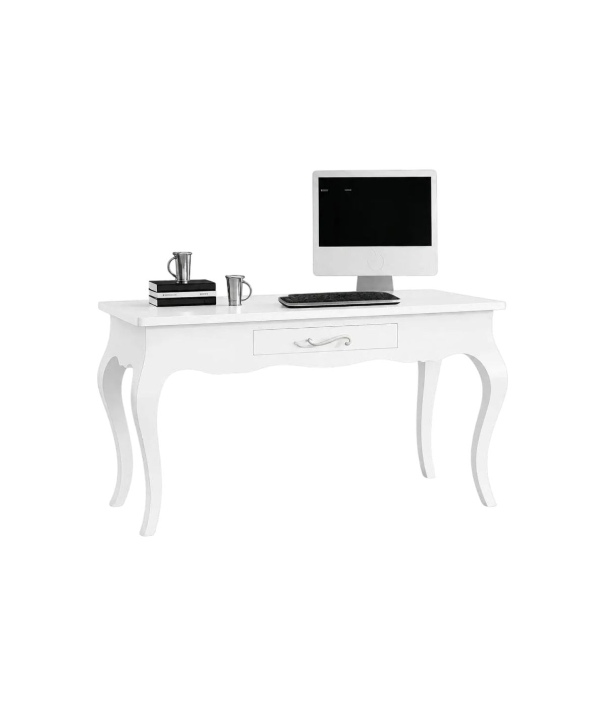 Scrivania 1 cassetto shabby legno bianco 140X65X80