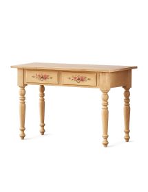 Scrivania arte povera 2 cassetti legno shabby avorio rosso 105x55x80 (1426)