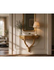 CONSOLLE BAROCCA SOSPESA IN FOGLIA ORO 58x50x23