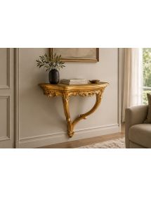CONSOLLE BAROCCA SOSPESA IN FOGLIA ORO 58x50x23
