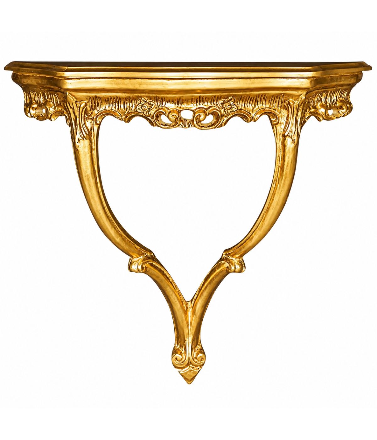 CONSOLLE BAROCCA SOSPESA IN FOGLIA ORO 58x50x23