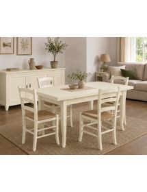 Tavolo rettangolare Allungabile Legno shabby avorio 100x70 120x80 140x80 160x85