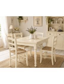Tavolo Allungabile Legno avorio gamba tornita 100x70 120x80 140x80 160x85