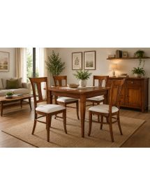 Sedia classica intagliata legno imbottita tinta noce bassano 44X53X93