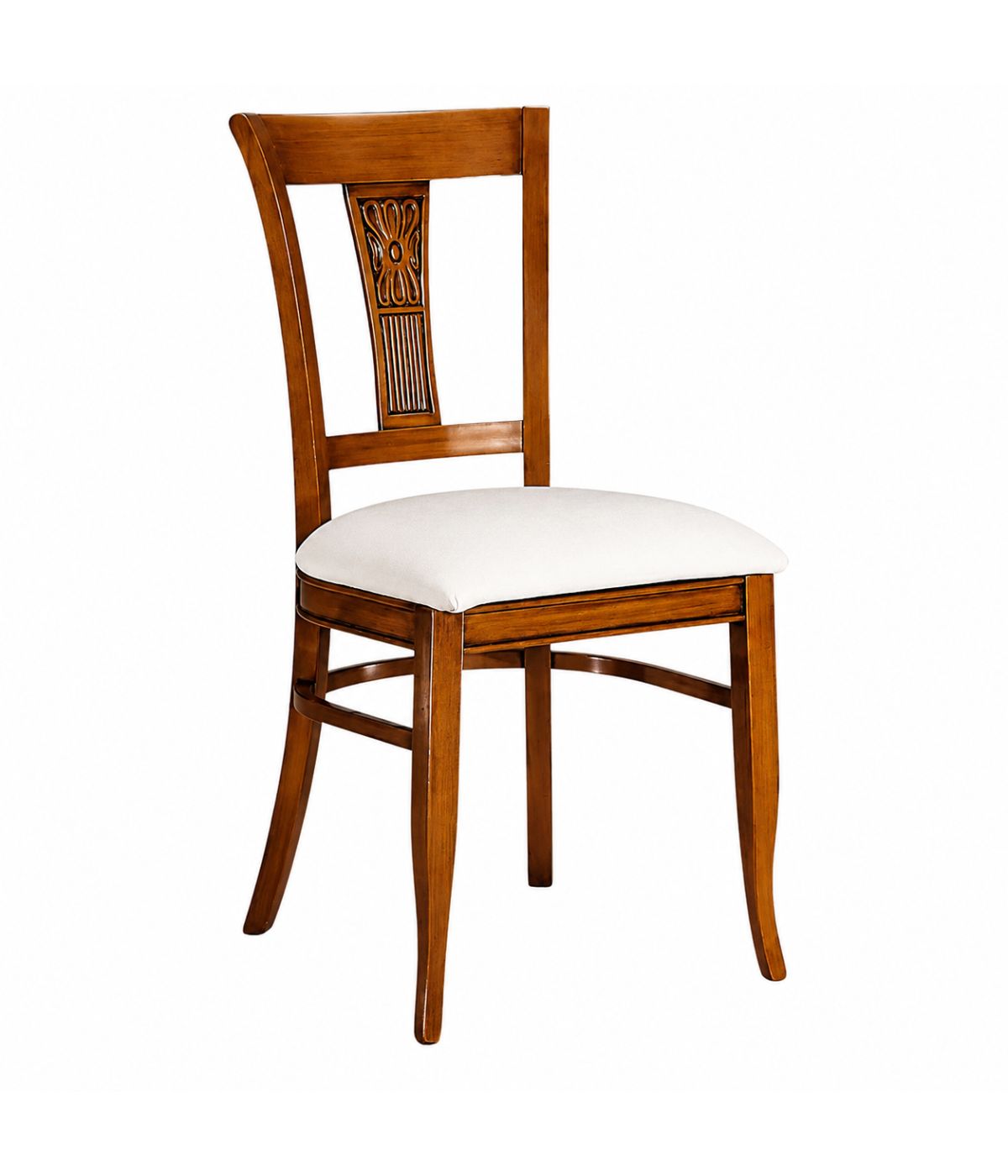 Sedia classica intagliata legno imbottita tinta noce bassano 44X53X93