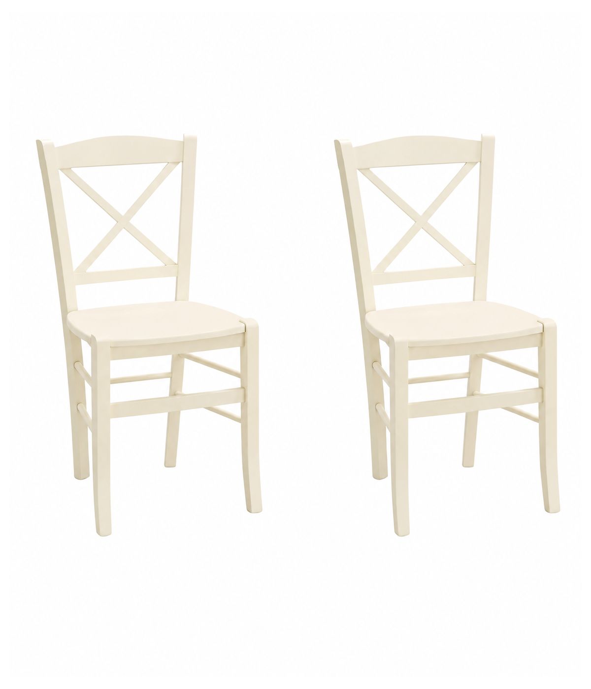 Set 2 sedie shabby legno avorio seduta legno