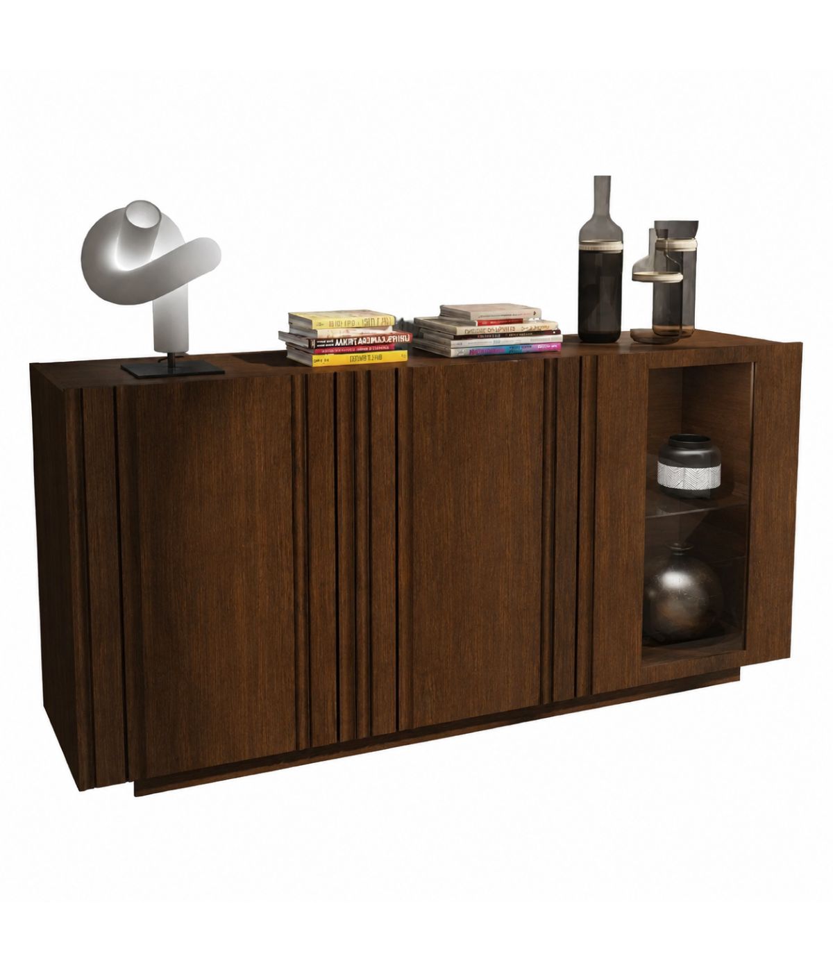MADIA CREDENZA MODERNA LEGNO MASSELLO FRASSINO 3 ANTE 180X48X88