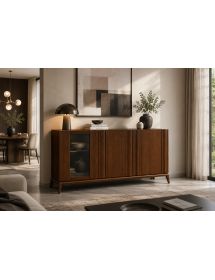 MADIA CREDENZA MODERNA LEGNO MASSELLO FRASSINO 3 ANTE 185X49X99