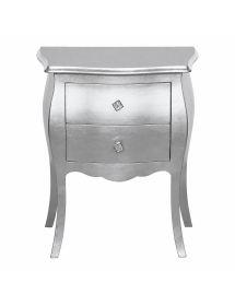 COMODINO BOMBATO 2 CASSETTI LEGNO ARGENTO 49x29X61 (1252)