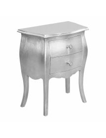 COMODINO BOMBATO 2 CASSETTI LEGNO ARGENTO 49x29X61 (1252)