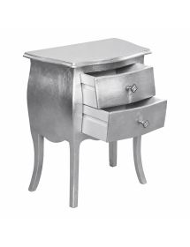 COMODINO BOMBATO 2 CASSETTI LEGNO ARGENTO 49x29X61 (1252)
