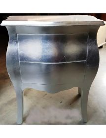 COMODINO BOMBATO 2 CASSETTI LEGNO ARGENTO 49x29X61 (1252)