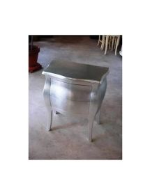 COMODINO BOMBATO 2 CASSETTI LEGNO ARGENTO 49x29X61 (1252)