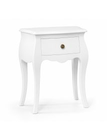 Comodino classico bombato 1 cassetto bianco 50x30x60