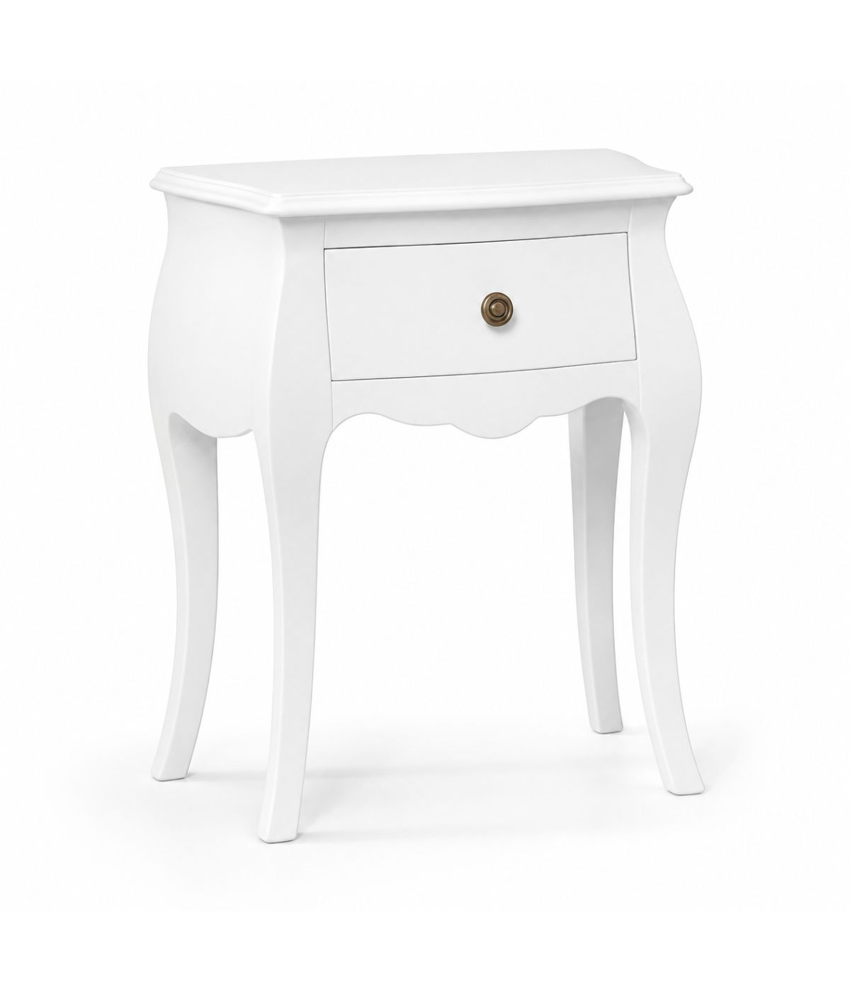 Comodino classico bombato 1 cassetto bianco 50x30x60