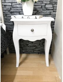 Comodino classico bombato 1 cassetto bianco 50x30x60