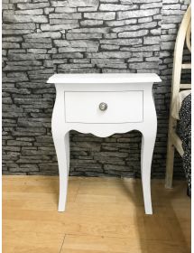 Comodino classico bombato 1 cassetto bianco 50x30x60