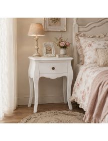 Comodino classico bombato 1 cassetto bianco 50x30x60