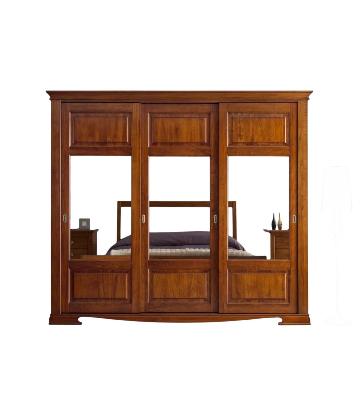 Armadio classico 3 ante scorrevoli in legno vetro finitura bassano 294x65x258