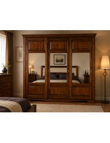 Armadio classico 3 ante scorrevoli in legno vetro finitura bassano 294x65x258