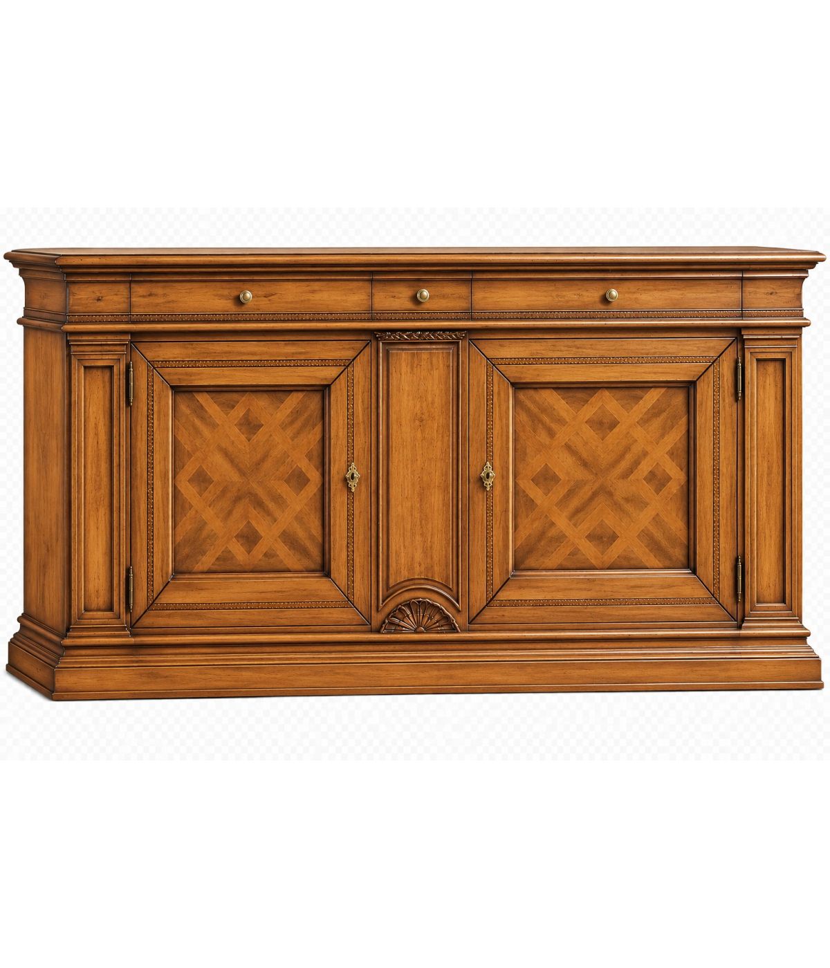 Credenza classica 2 porte 3 cassetti legno bassano intarsio 215X56x117