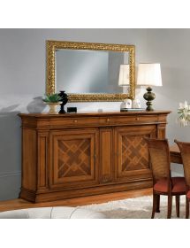 Credenza classica 2 porte 3 cassetti legno bassano intarsio 215X56x117