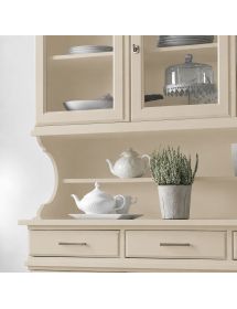 CRISTALLIERA SHABBY LEGNO MASSELLO 6 ANTE 3 CASSETTI VARI COLORI L.155 P.52 H.213
