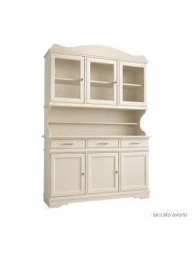 CRISTALLIERA SHABBY LEGNO MASSELLO 6 ANTE 3 CASSETTI VARI COLORI L.155 P.52 H.213