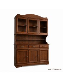 CRISTALLIERA SHABBY LEGNO MASSELLO 6 ANTE 3 CASSETTI VARI COLORI L.155 P.52 H.213