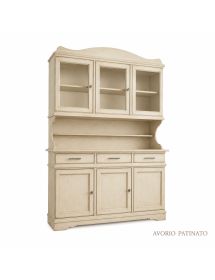 CRISTALLIERA SHABBY LEGNO MASSELLO 6 ANTE 3 CASSETTI VARI COLORI L....