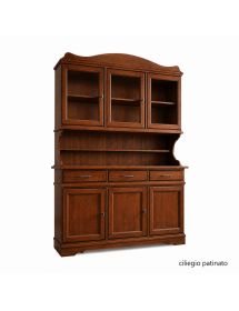 CRISTALLIERA SHABBY LEGNO MASSELLO 6 ANTE 3 CASSETTI VARI COLORI L....