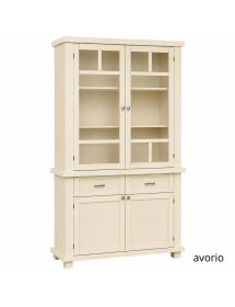 CRISTALLIERA SHABBY IN LEGNO MASSELLO 4 ANTE 2 CASSETTI VARI COLORI L.120 P.45 H.198