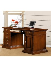 SCRIVANIA PORTA PC ARTE POVERA IN LEGNO TINTA NOCE 160X80X87