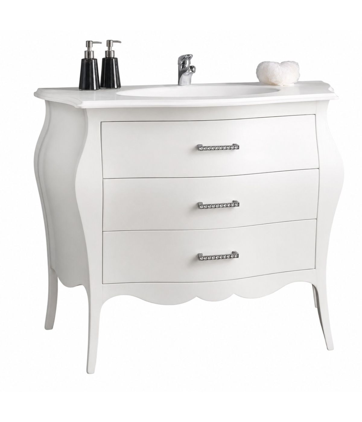 Mobile Bagno 3 Cassetti Bombato Bianco vari colori  L.118 P.55 H.82