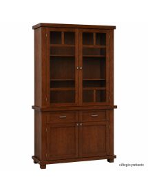 CRISTALLIERA SHABBY IN LEGNO MASSELLO 4 ANTE 2 CASSETTI VARI COLORI L.120 P.45 H.198