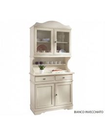 CRISTALLIERA SHABBY IN LEGNO MASSELLO 4 ANTE 2 CASSETTI VARI COLORI L.105 P.52 H.210